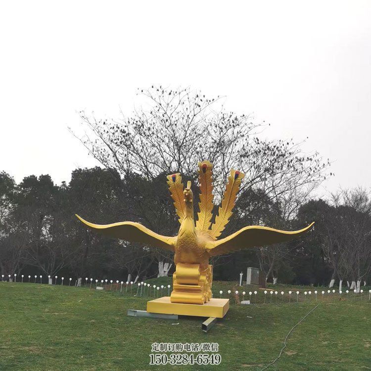 马尾凤凰雕塑选用，美陈雕塑，铸铜凤凰雕塑工艺厂家