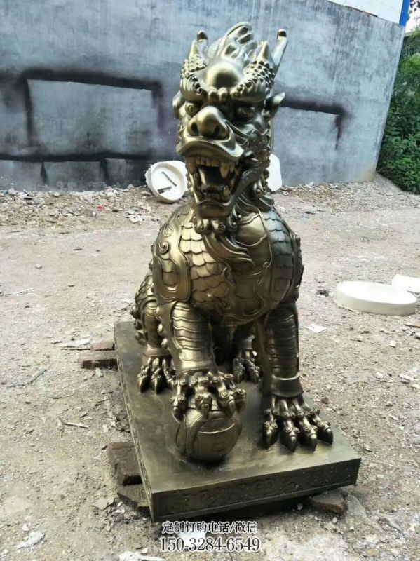 鼓楼校园麒麟雕塑，拉丝海洋雕塑，卡通主题