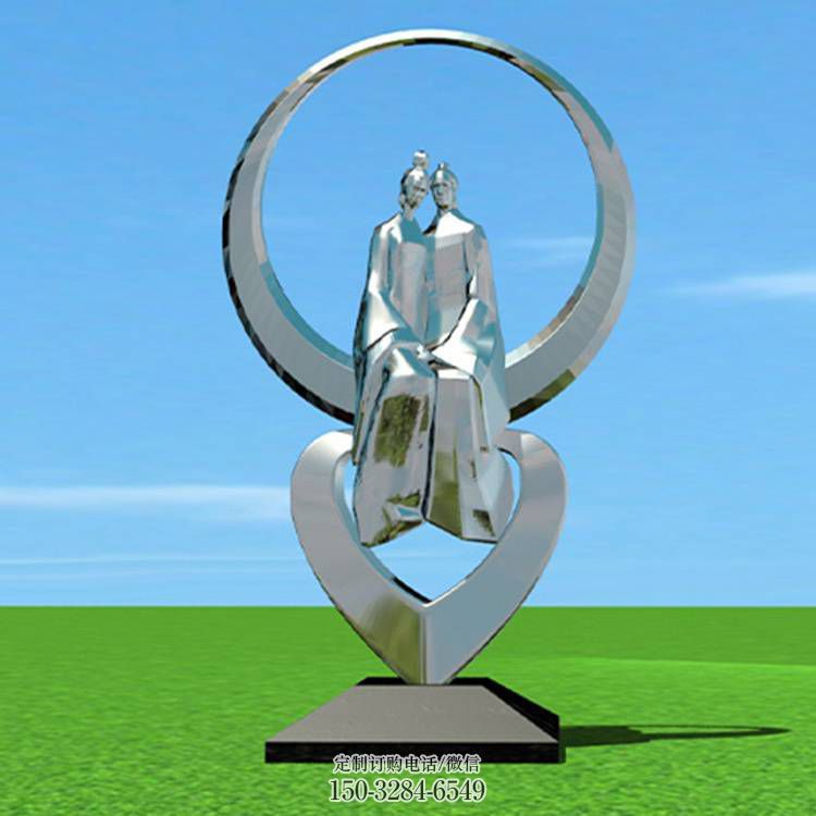 仓山创意牛郎织女雕塑 镜面神话雕塑 公园雕塑