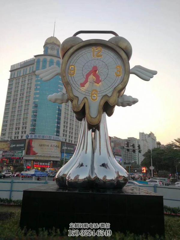 仓山钟表雕塑 步行街标识雕塑 现代不锈钢雕塑