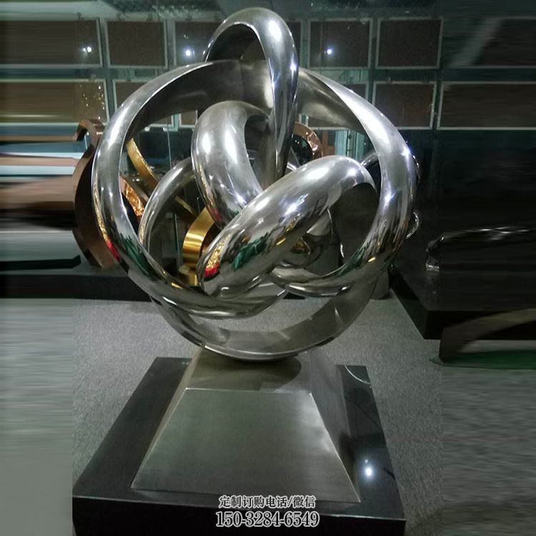 福州地产双环雕塑定做，城区小品，景观不锈钢双环雕塑定价